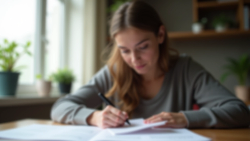 Person schreibt Lernfragen auf und prüft sich selbst mit Karteikarten